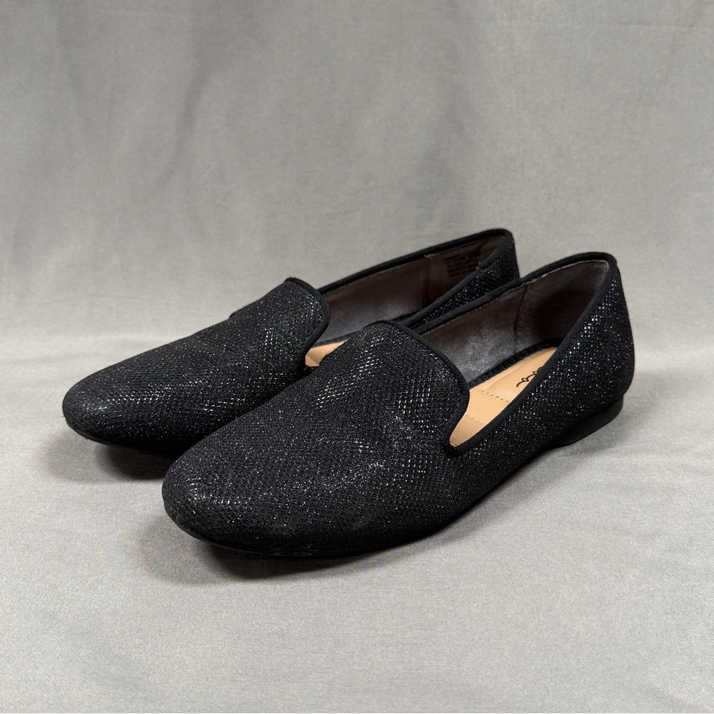 Shimmer Loafers Black Glitz Size 6.5 Cushioned Flats Glitter Sparkly Nordstrom